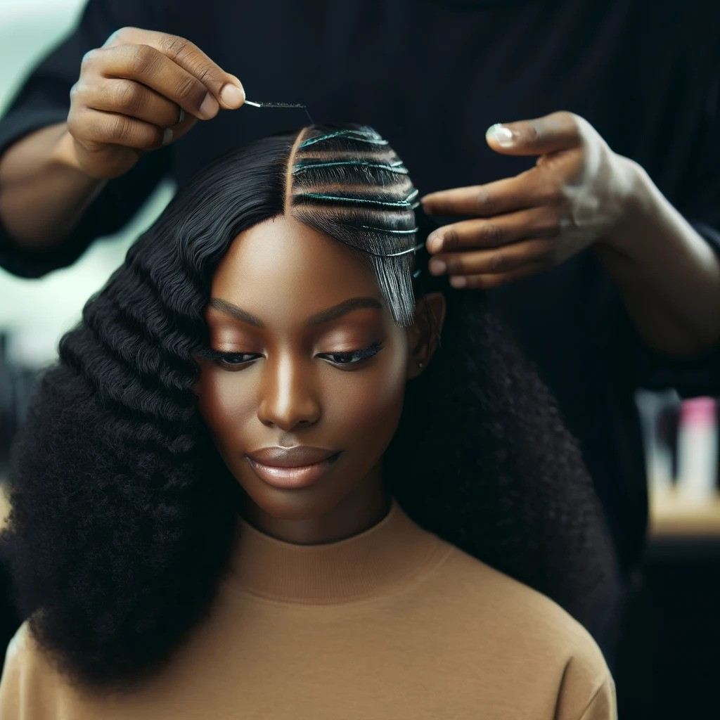 Glue-In Weave houston black hair salon