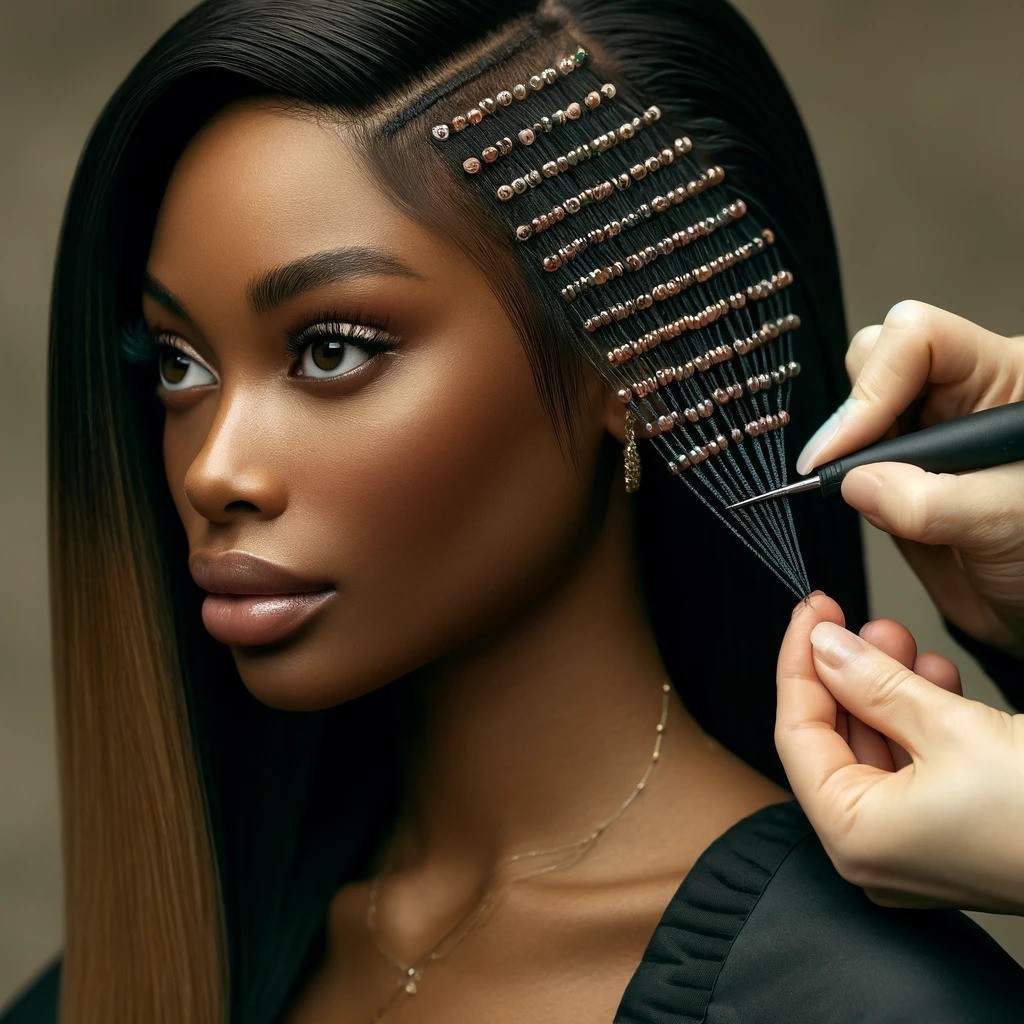 micro link weave (micro beads) black beauty